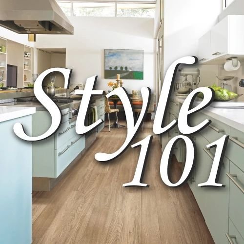 Style 101 cover image of a kitchen with hardwood flooring from Perkins Carpet Co in Conroe, TX